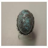 Vtg Navajo Sterling Silver & Bisbee Turquoise Ring