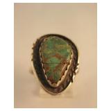 Vtg Sterling Silver & Turquoise NA Ring