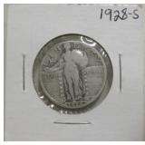 1928-S Liberty Standing USA Silver Quarter Dollar