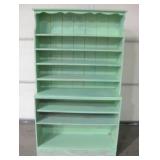 Vtg Rustic Painted Wood Shelving Unit