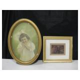 2 Framed Prints - 1 Antique Oval