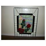 Stained Glass Panel - Roses w/ Iridescent Center Stained Glass Panel - Roses w/ Iridescent Center