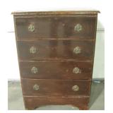 Vtg 4-Drawer Small Wood Chest - 25" x 13" x 36" Vtg 4-Drawer Small Wood Chest - 25" x 13" x 36"
