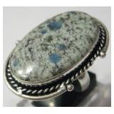 Ke Blue Jasper & 925 Silver Plated Ring
