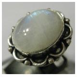 Rainbow Moonstone & 925 Silver Plated Ring