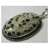 2.3" Dalmatian Jasper 925 Silver Plated Pendant
