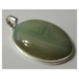 2.1" Green Lace Onyx & 925 Silver Plated Pendant