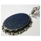2" Lapis Lazuli & 925 Silver Plated Pendant