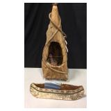 Vintage Bark & Wood Native Teepee & Canoe Lot