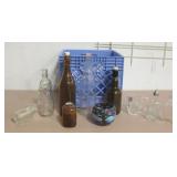 Crate Of Antique, Vtg Bottles & More - 12" Tallest