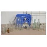 Crate Of Antique & Vtg Bottles - 9.5" Tallest