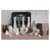 Crate Of Antique, Vtg Bottles & More - 8" Tallest