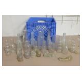 Crate Of Antique, Vtg Bottles & More - 8" Tallest