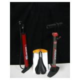 2 Bicycle Air Pumps & NIP Bike Seat