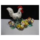 Box Of Ceramic Roosters & Chickens - Some Vtg