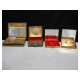 4 Vintage Metal Make-Up / Trinket Boxes