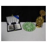 Vtg Mini Sheffield Sterling Trim Knives, Plate etc