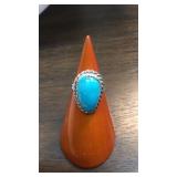 Sterling Silver Blue Gem Turquoise Southwest Ring