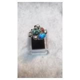 Sterling Silver & Multi Stone  Southwest Ring