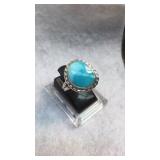 Sterling Silver & Blue Gem Turquoise  Ring