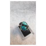 Sterling Silver opal, turq Cab  Southwest Ring