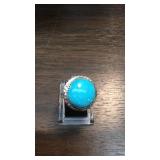 Sterling Silver , Blue Gem Turquoise Southwest