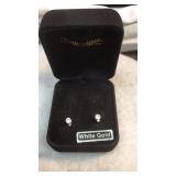 14k White Gold Hallmarked CZs  Stud Earrings