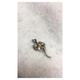 Vintage .900 silver art deco floral brooch