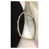 Stainless steel & 18 karat gold square bracelet