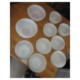 10 Vtg Fire-King Milk Glass Bowls - 3.75" & 5"