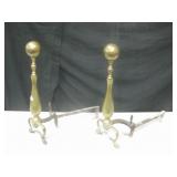 22" Tall Brass  Fireplace Andirons