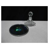 Vtg Crystal Perfume Bottle & Mirror Wall Decor