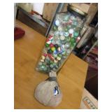 Bag & 10" Jar Of Marbles - Some Vintage