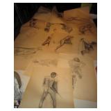 15 Vintage Nude Sketches - 11" x 17"