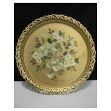 Hand-Painted Tole Ware Metal Tray - Signed Francis