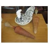 8" Lidded Rooster Bowl & 2 Kitchen Cone Rollers