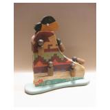 12" Wood & Fabric Storyteller Signed At Base 1992