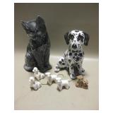 7 Ceramic Cats & Dogs - 8" Tallest
