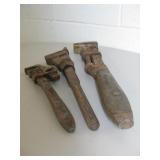 3 Rusty Vintage Pipe Wrenches - 20" Longest