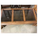 Wood Coffee & 2 End Tables w/ Glass Inserts