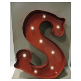 Battery powered Light Up 20.5" Tall "S"