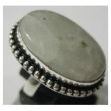 Rainbow Moonstone & 925 Silver Plated Ring
