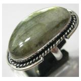 Fiery Labradorite & 925 Silver Plated Ring