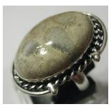 Fossil Coral & 925 Silver Plated Ring