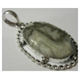 2" Crazy Lace & 925 Silver Plated Pendant