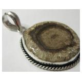 2" Agate Geode Slice & 925 Silver Plated Pendant