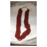 30 strand Sterling and coral Native necklace