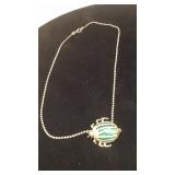 Sterling Silver & Malachite Beetle Bug Pendant