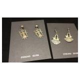2 Pair Vintage Native American Sterling Earrings