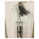 40" Butterfly Wind Chime - Metal & Colored Glass